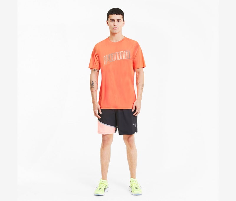 PUMA Men Run Logo Short Sleeve Tee, Peach - Image 2